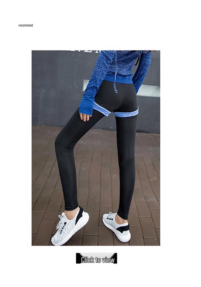 Women's Quick-Dry High-Waisted Fake Two-Piece Yoga Pants