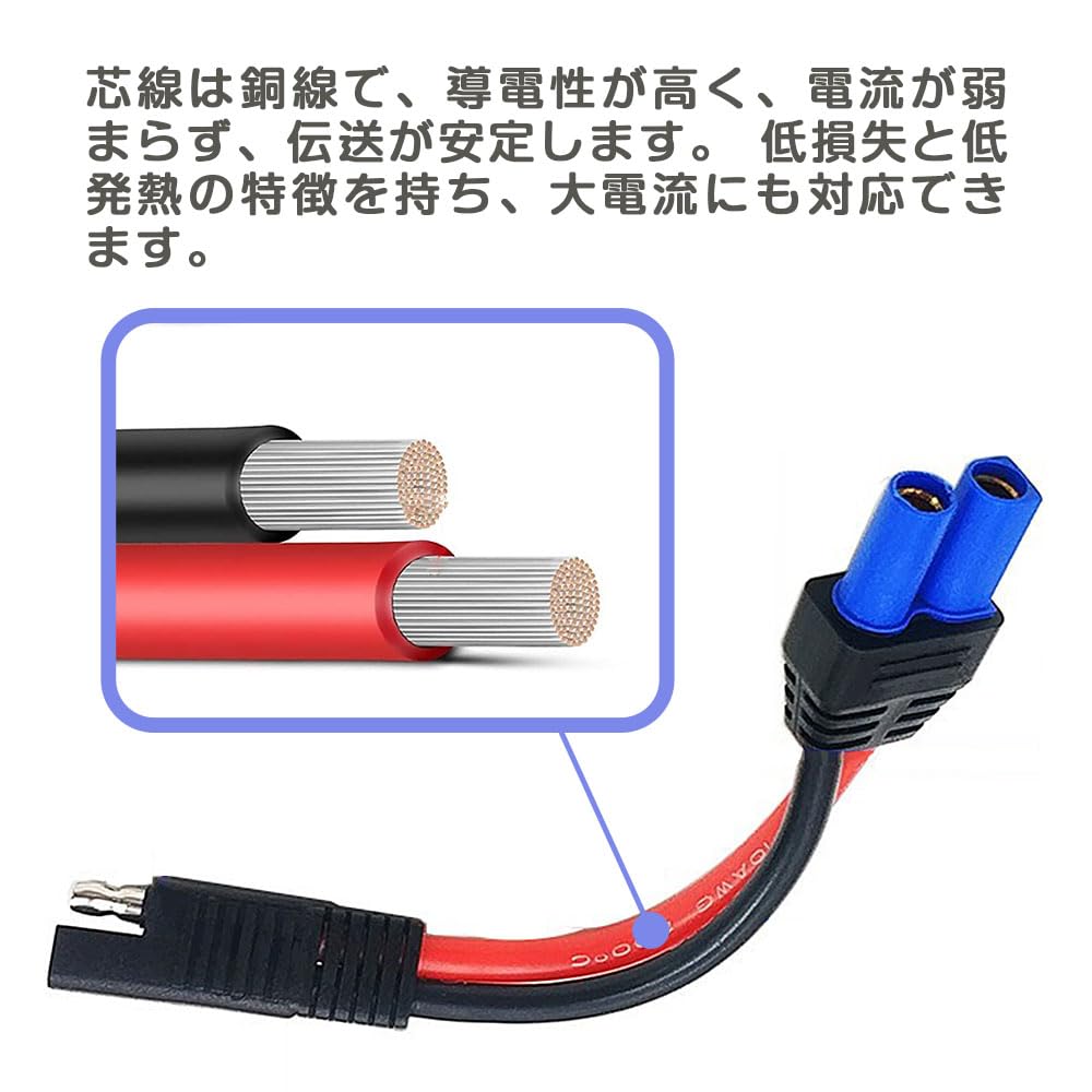ESJNNK SAE Plug EC5 Cable 15cm 10AWG Female Plug Connector Plug 1-48V Power Adapter