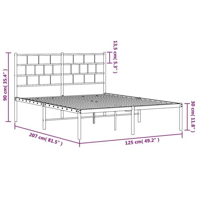 VidaXL Metal Bed Frame with Black Headboard 120x200 Cm 355657