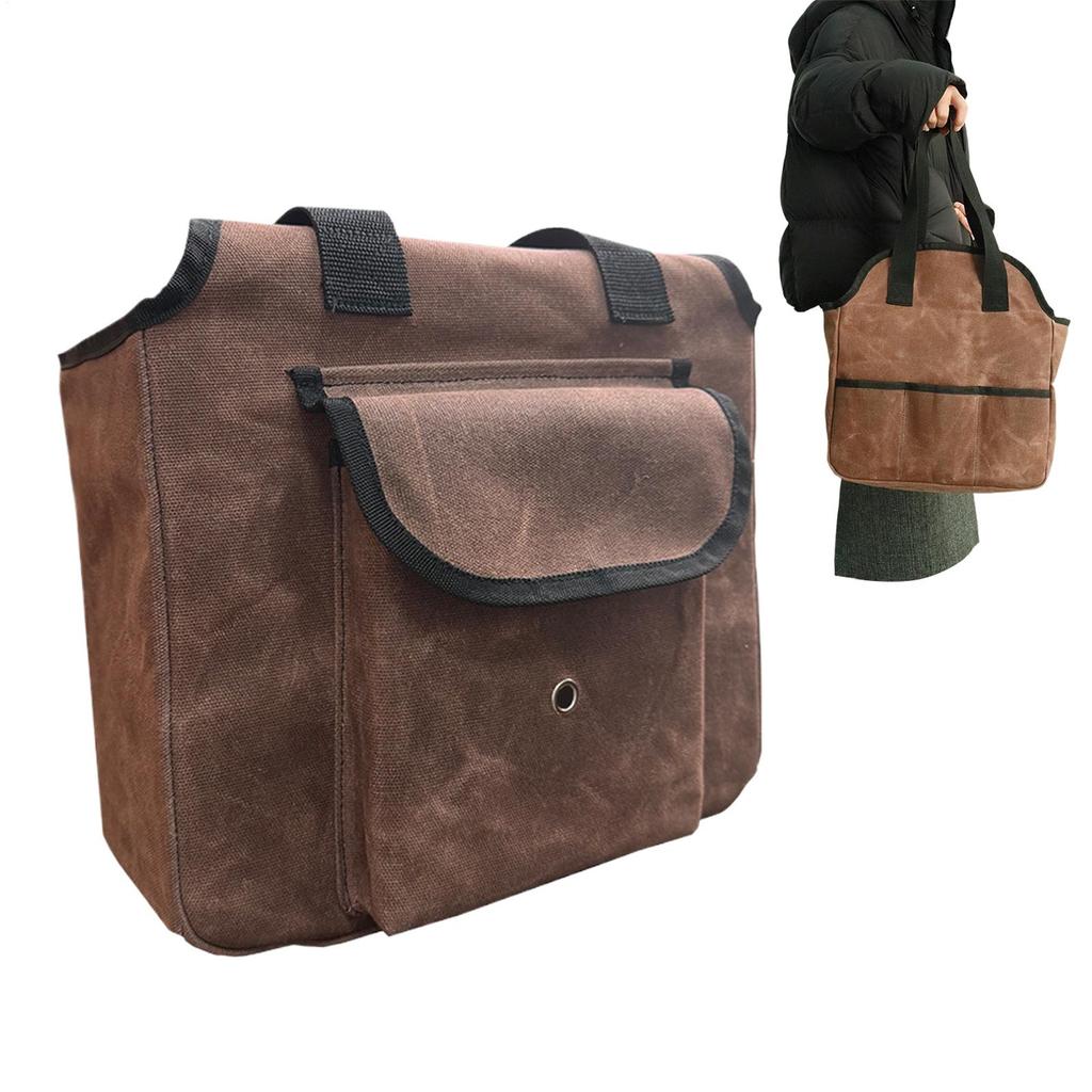 Waxed Canvas Garden Tool Bag Waterproof Large Capacity Heavy-Duty Tote Bag Multi-pocket Garden Tool Bag Organizer