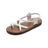 Sheepskin Version~ Grape Mother Same Leather Sandals Women's Summer Flat-bottomed Versatile Set Toe Crossed with Beach Roman Shoes