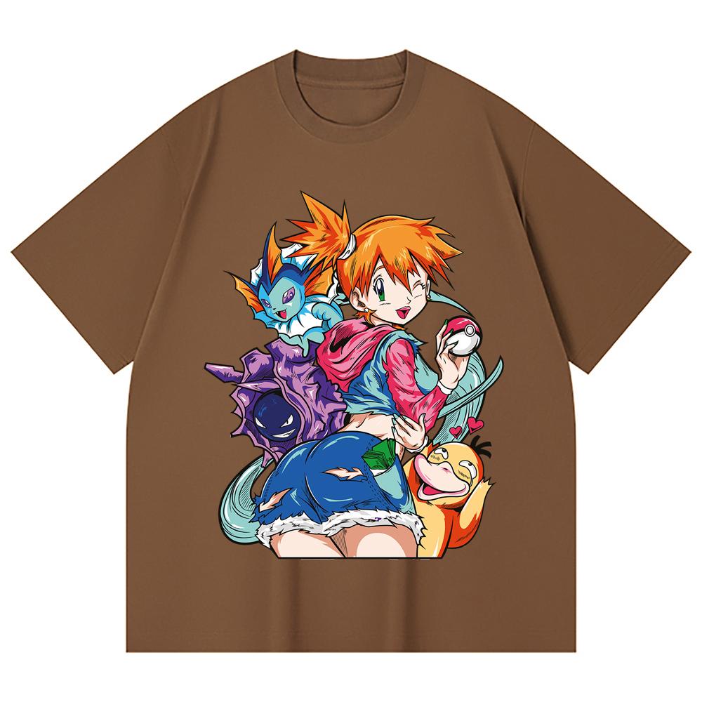 230 g/m² 100% Baumwolle Pokemon V17 Misty Print Unisex Schweres Baumwoll-T-Shirt