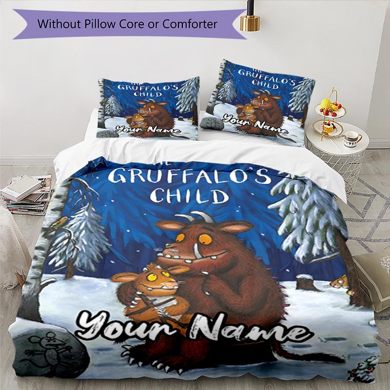 Set Biancheria da Letto Il Gruffalò Personalizzato con Nome 3 Pezzi Copripiumino Chiusura Include 1 Copripiumino e 2 Federe, Morbido e Confortevole per Tutte le Stagioni.
