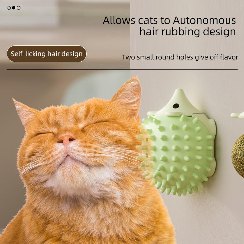 HOOPET Natural Catnip Ball Hedgehog Style, Wall Stick Ball Toy, Lickable Cat Snack,Promotes Soothing Cat Snacks,Healthy Snack