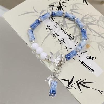 2 Stück Neues Chinesisches Antikes Stil Schmetterling Bambus Süß Vielseitig Partner Armband Exquisit Beliebt Mode Schmuck Zubehör Geschenk