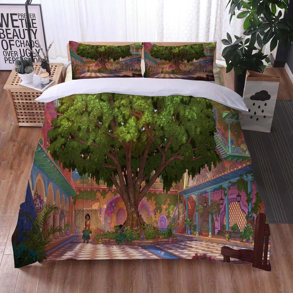 Magic Full House Three-Piece 3D Digital Printing Quilt Cover Pillowcase