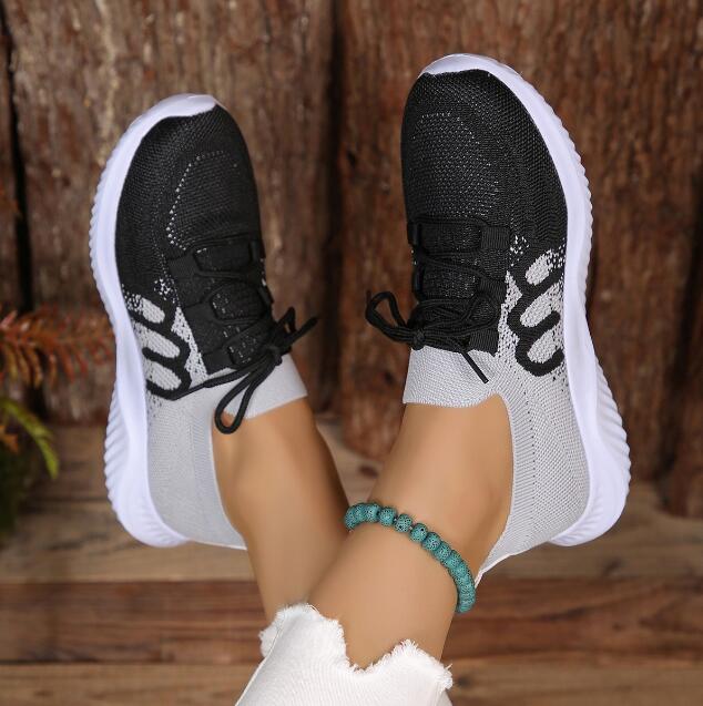 Dámské Mix Barva Síťovina Pletené tenisky Podzimní Lehká Prodyšná Měkká podešev Běžecké boty Žena Slip on Flats Ponožky Boty