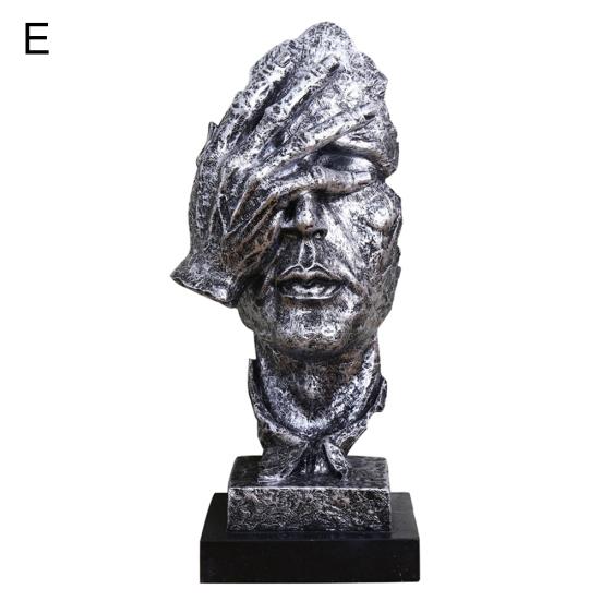 Resin Silence Is Fashion Gold Sculpture Party Home Statuette Figurine Craft Decoration Office Home