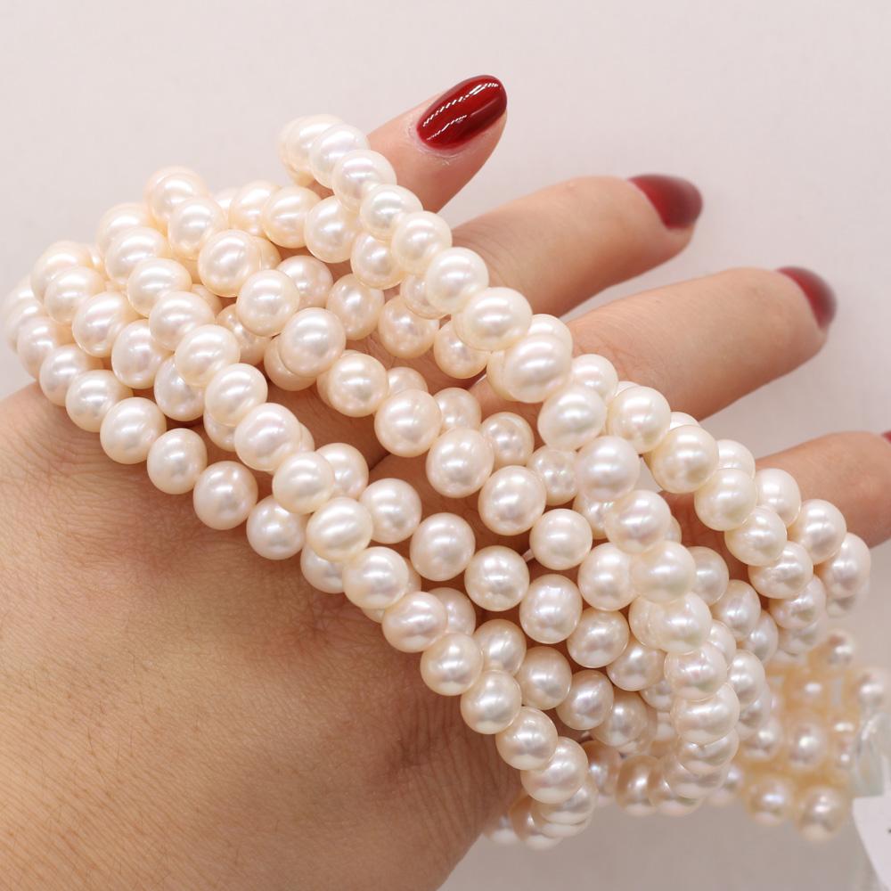 1String, White Natural Potato-shaped Pearls Beads, 7-8mm, for DIY Necklaces Bracelets Accessories, Jewelry Making, Birthday, Wedding, Party Gifts 36cm
