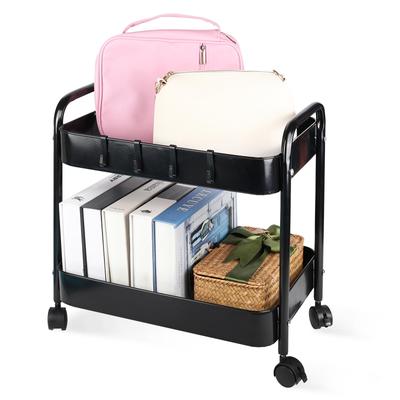 Ufriandz Lagerregal aus Stahl mit Rollen mit Feststellfunktion Küche Einfach zu Einfach 42cm Breit x 30cm Tief x 42cm Hoch Wagen, 2-stöckig Rollen, Untertischlagerung,