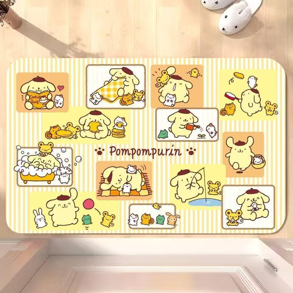 Cute Yellow Pompompurin Quick-Dry Water-Absorbing Diatom Mud Bathroom Floor Mat - Anti-Slip, Wear-Resistant, Dust-Removing Carpet 40*60cm Diatom Mud