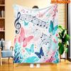 1pc 2D Flat Printing Spring & Summer New Arrival Music Butterfly Watercolor Style Digital Print Blanket, All Seasons, Casual Throw, 100% Polyester Sof