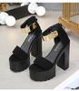 Spring Summer 14CM New High Super High Heel Sandals T-table Thick Heel Waterproof Table Sandals ZYW-651-6