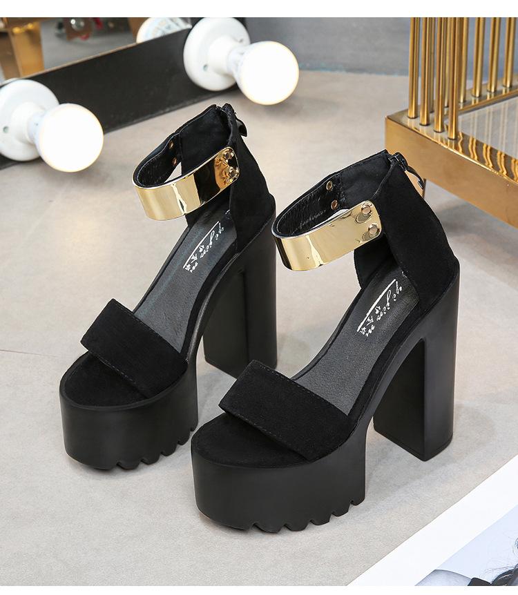 Spring Summer 14CM New High Super High Heel Sandals T-table Thick Heel Waterproof Table Sandals ZYW-651-6