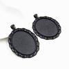 5pcs 30x40mm Inner Size Antique Silver Plated and Bronze and Black Cabochon Base Setting Charms Pendant