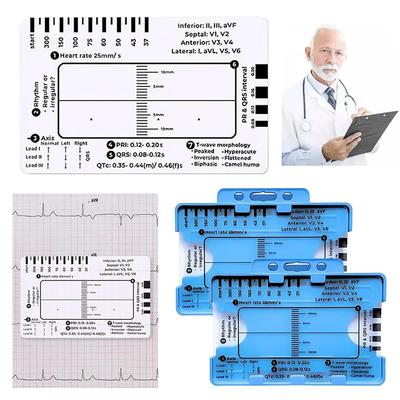 Transparent Ecg 7Step Ruler Portable Help Explain Ecg Pocket Caliper Ecg/Ekg Plastic Ruler Ekg Interpretation Ruler Measure Tool
