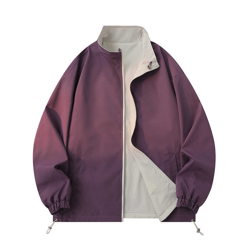 Doppelseitige lockere wasserdichte Stehkragenjacke für Paare Frühling und Herbst winddicht wasserdicht Sport Bergsteigen Anzug