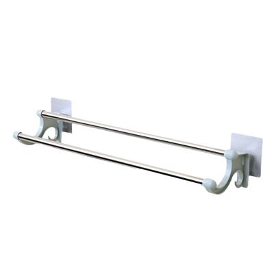 Double Towel Bar Plastic Stainless Steel Bath Towel Rack for Bathroom Double Towel Holder Wall