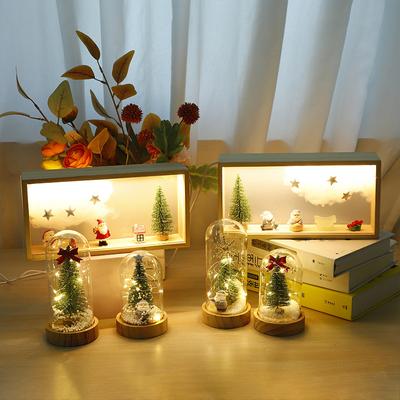 Heißes Weihnachtsnachtlicht, Mini-Weihnachtsbaum, Glasabdeckung, Weihnachtsgeschenk, Nachttisch-Dekorationen