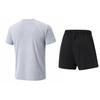 Li-Ning Trendy Versatile Round Neck Short Sleeve T-Shirt Quick Dry Breathable Five-Point Shorts Running Fitness Training Casual Sports Suit AATW013-3