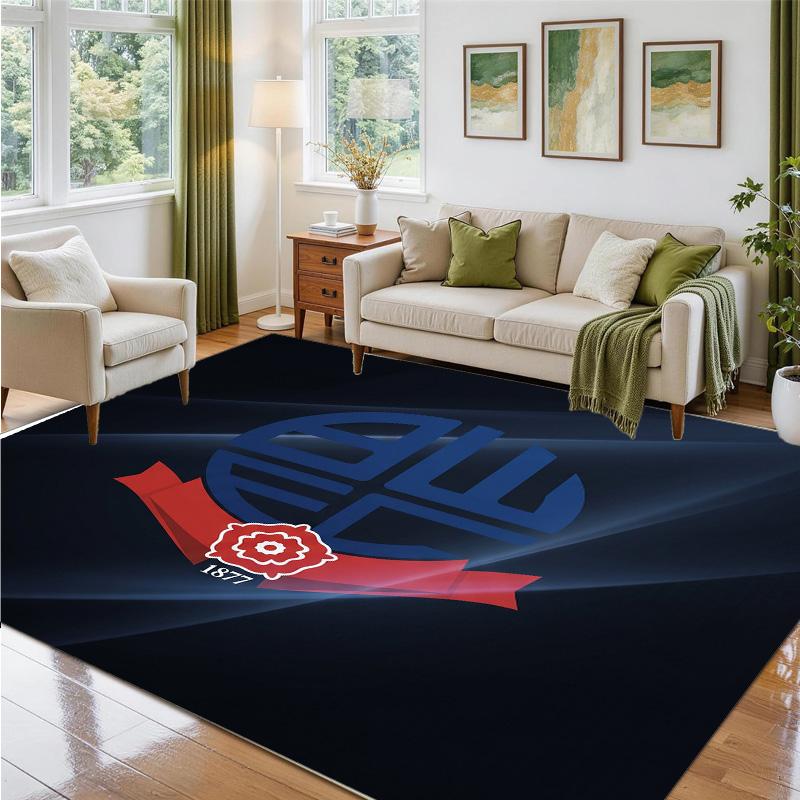 Bolton Wanderers FC Design Crystal Velvet Rug Soft Decorative Mat for Bedroom Entrance
