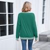 Women's Color Block Ribbed Sweatshirt Long Sleeve Crewneck Loose Fit Casual Pullover