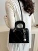 Trendy 2025 Argyle Embroidered Korean-Style Large Capacity Crossbody Handheld Bag