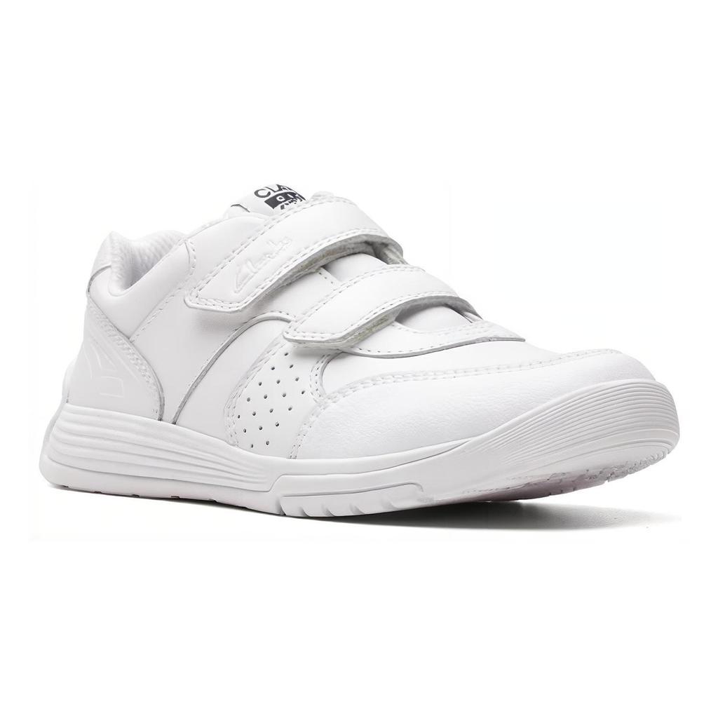 Clarks Leather Round Toe Velcro Non-Slip Low-Top Kids Sneakers White Kids sneakers 261753597