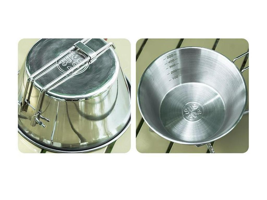 A1R Stainless Steel Camping Set: Portable Snow Cup & Folding Bowl for Outdoor Picnic & Mountaineering