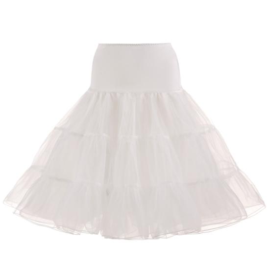 Retro Women Solid Color Wedding Bridal Underskirt Crinoline Tutu Tulle Petticoat