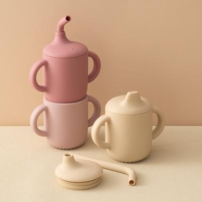 1PCS Two Lids Baby Silicone Straw Cup BPA Free Portable Storage Snack Container Feeding Cup Kids Learning Drink Cup Baby Stuff