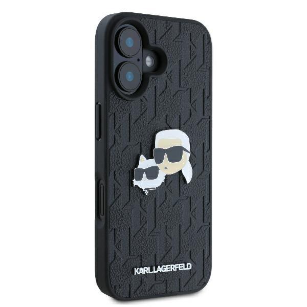 Karl Lagerfeld KLHCP16SPGKLKCPK iPhone 16 6.1" black/black hardcase Monogram Karl&Chaoupette Head Pin