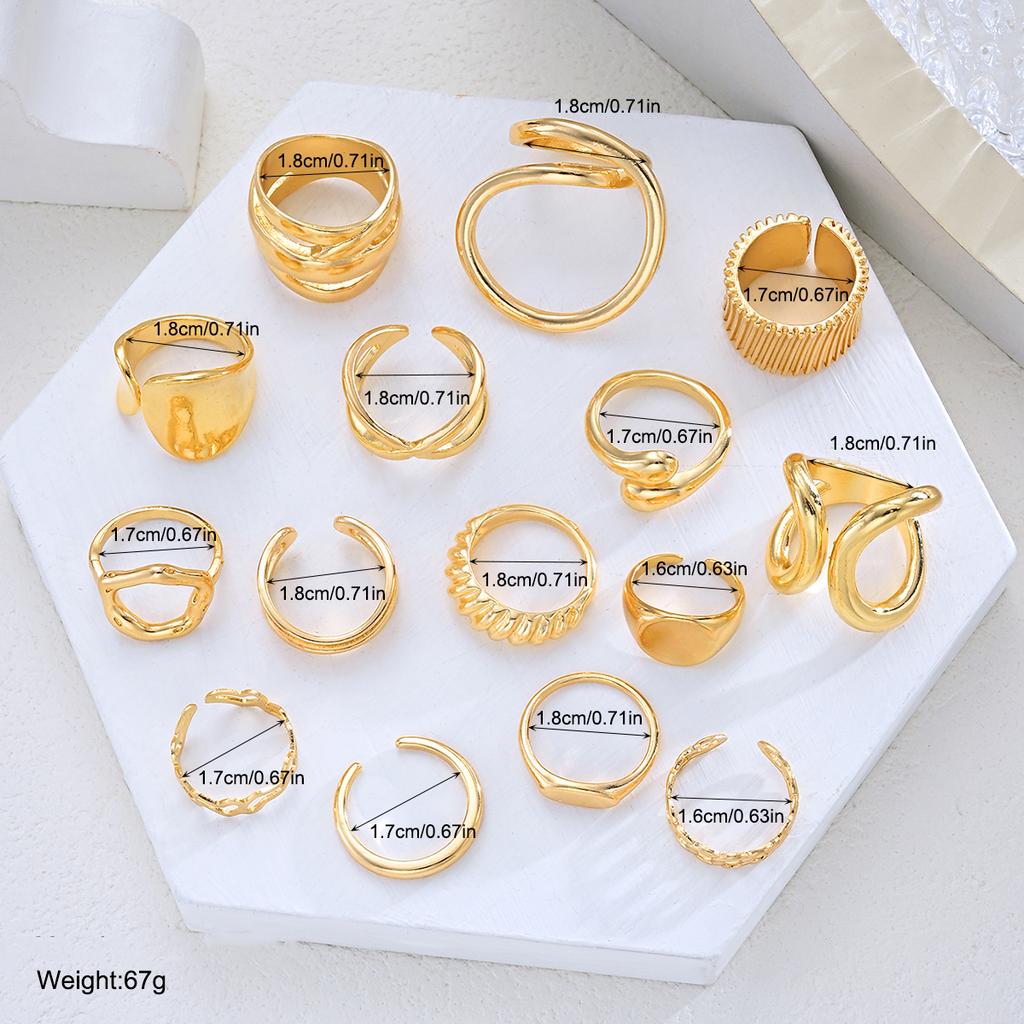 15 Pcs/Set Hip Hop Creative Irregular Rings for Women Men Punk Gold Color Exaggerated Hollow Out Knuckle Joint Ring Jewelry Gift