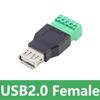 5/20/100PCS USB 2.0 Type A Male/Female to 5 Pin Screw Connector No Soldering USB Jack USB2.0 to Screw Terminal  Adapter Plug