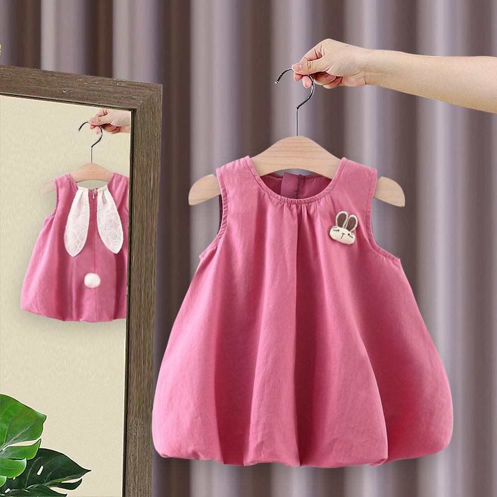 

Платье для девочки летнее милое с длинными ушками, детское универсальное платье-бутон с цветочным принтом, платье принцессы 100