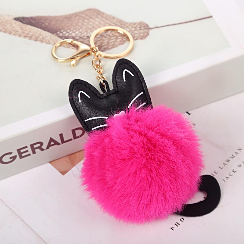 Cute Fur Ball Cat Soft Pompom Animal Tail Hair Ball Car Ladies Car Bag Accessories Mom Gift Bag Charm