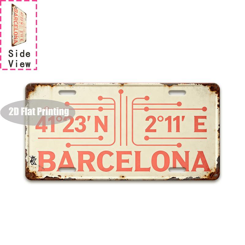Vintage City Coordinate Bathroom Toilet Year Text Metal License Plate Sign Retro D Flat Printed Tin Plaque Wall Decor for Hom