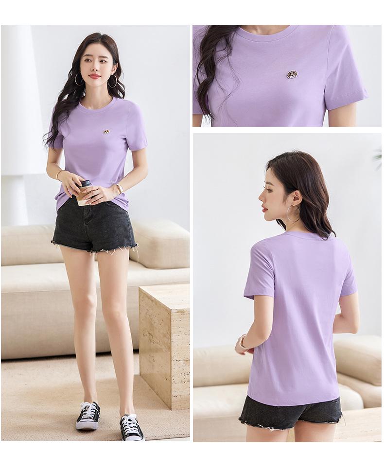Women's Short Sleeve Embroidered T-shirt - Spring/Summer 2025 Korean Style Slim Fit