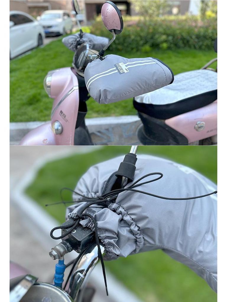 Electric Bicycle Winter Handlebar Cover: Waterproof, Windproof, Thick Fleece Gloves for Cold-Proof Riding