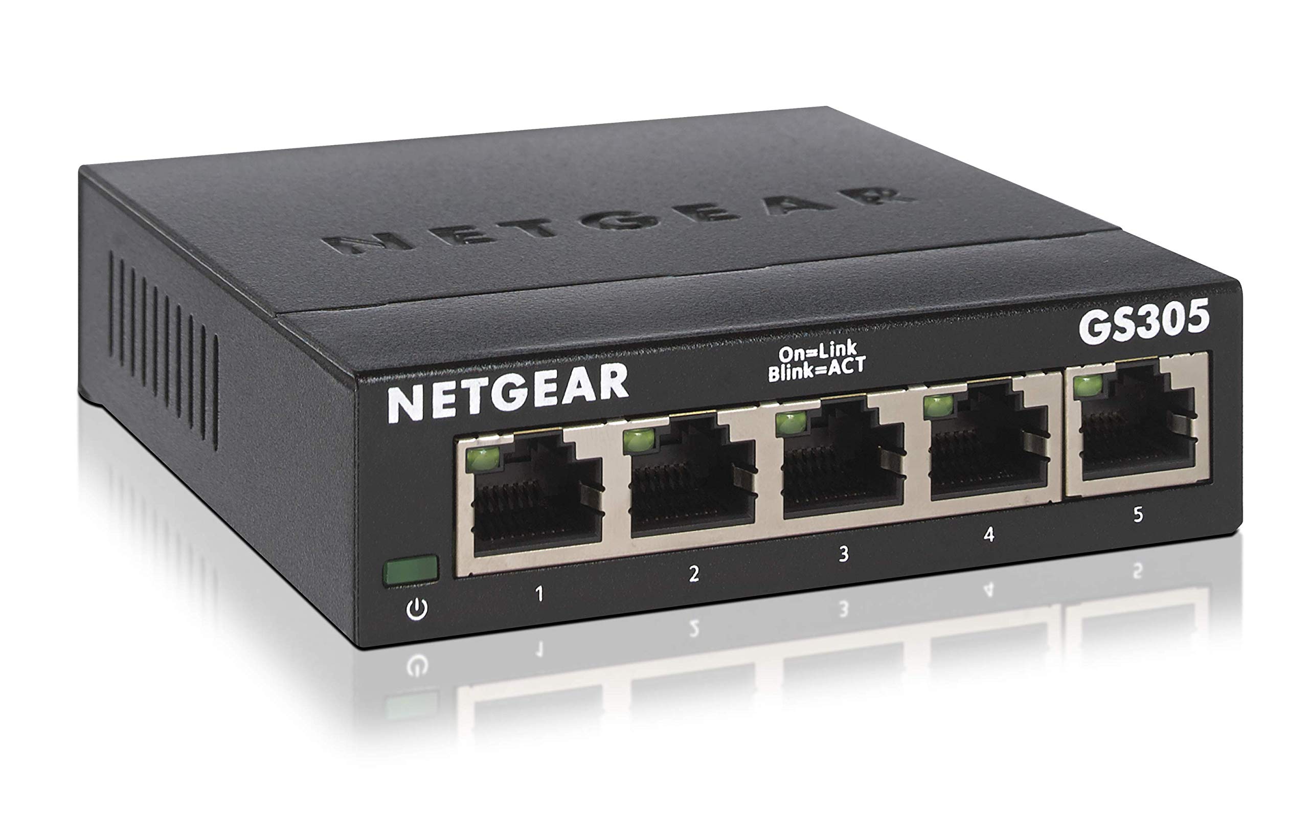 

Комутаційний концентратор NETGEAR, 5 портів, 1G, металевий корпус, тиха робота без вентилятора, 3 роки гарантії, некерований комутатор [Оригінальний продукт] GS305-300JPS від виробника чорний