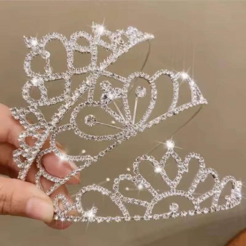 Children's Princess Crown Crystal Tiara Girls Hair Accessories High-end Atmosphere Dance Performance Birthday Gift Crown Bridal