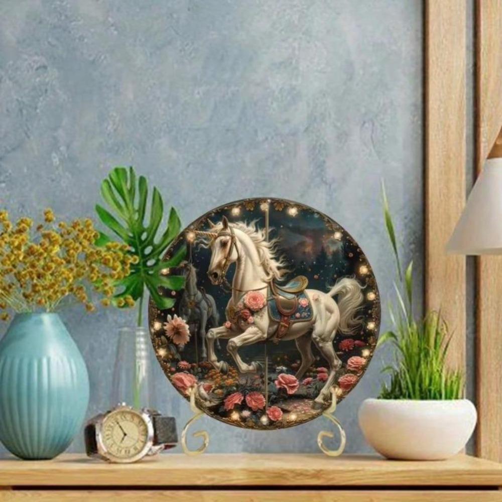 Vintage Aluminum Metal Carousel Horse Sign Whimsical Fairy Room Decor Garden Gift Women Girls Wall Art