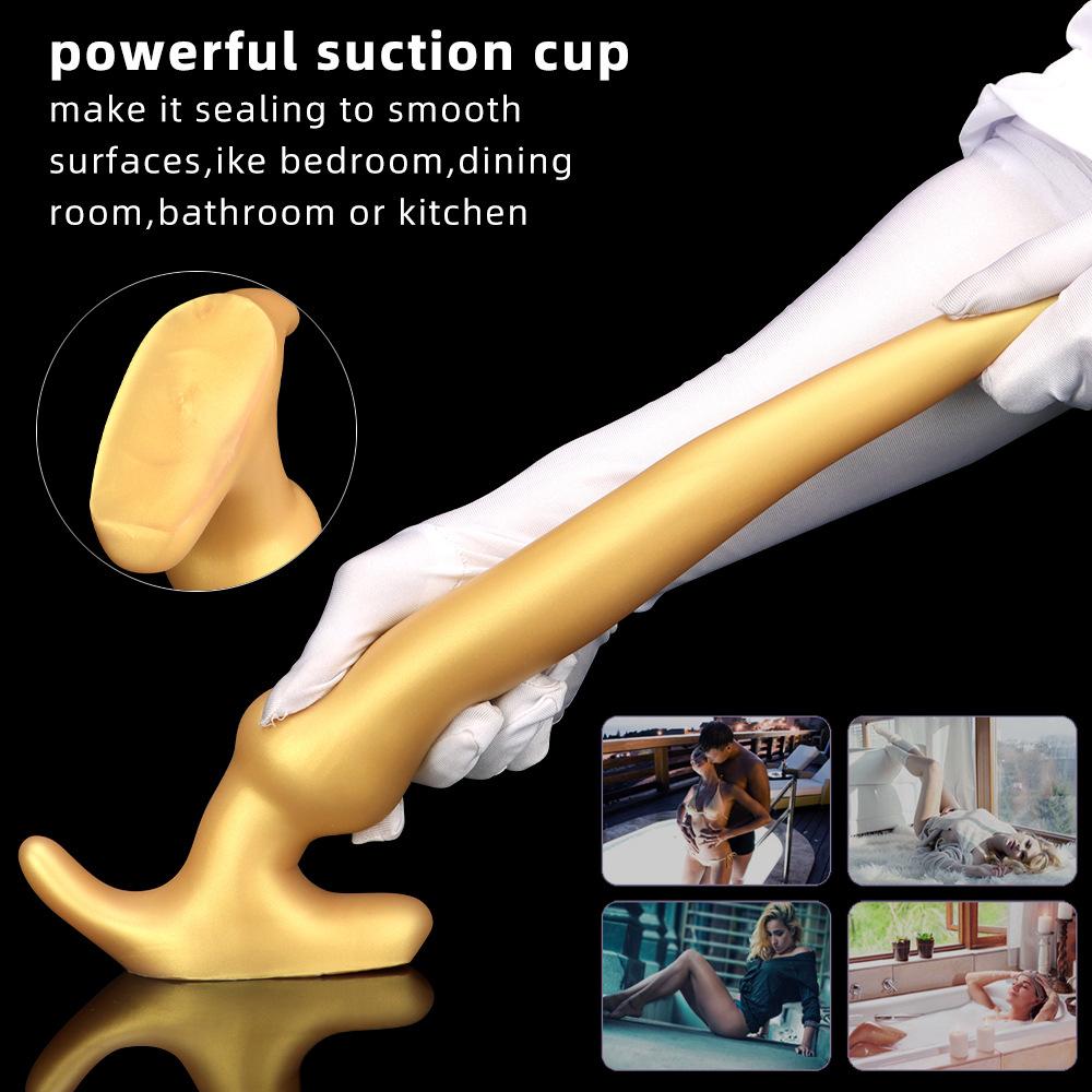 Golden Silicone Anal Plug  Anal Hole  Long-term Wearing  Ultra Long Deep Anal Plug  Anal Dilation  Male and Female Masturbation