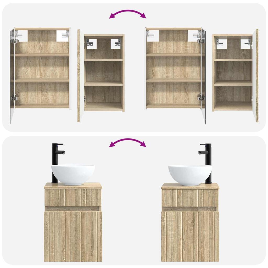 5 Piece Bathroom Cabinet Set Sonoma Oak Finish 43 x 11.5 x 60.5 cm