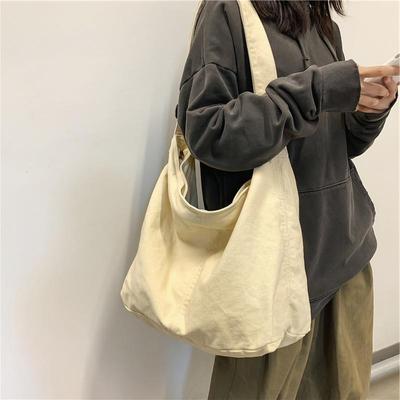 Umhängetasche College-Student Unterrichtstasche Mehrzweck Wind einfarbige Canvas-Tasche Damen Schultertasche mit großem Fassungsvermögen