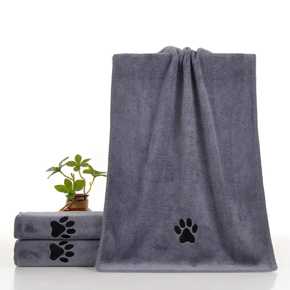 Super Absorbent Pet Dog Towel Microfiber Embroidered Big Puppy Bathrobe Quick-Drying Thickened Pet Bath Towel Pet Supplies