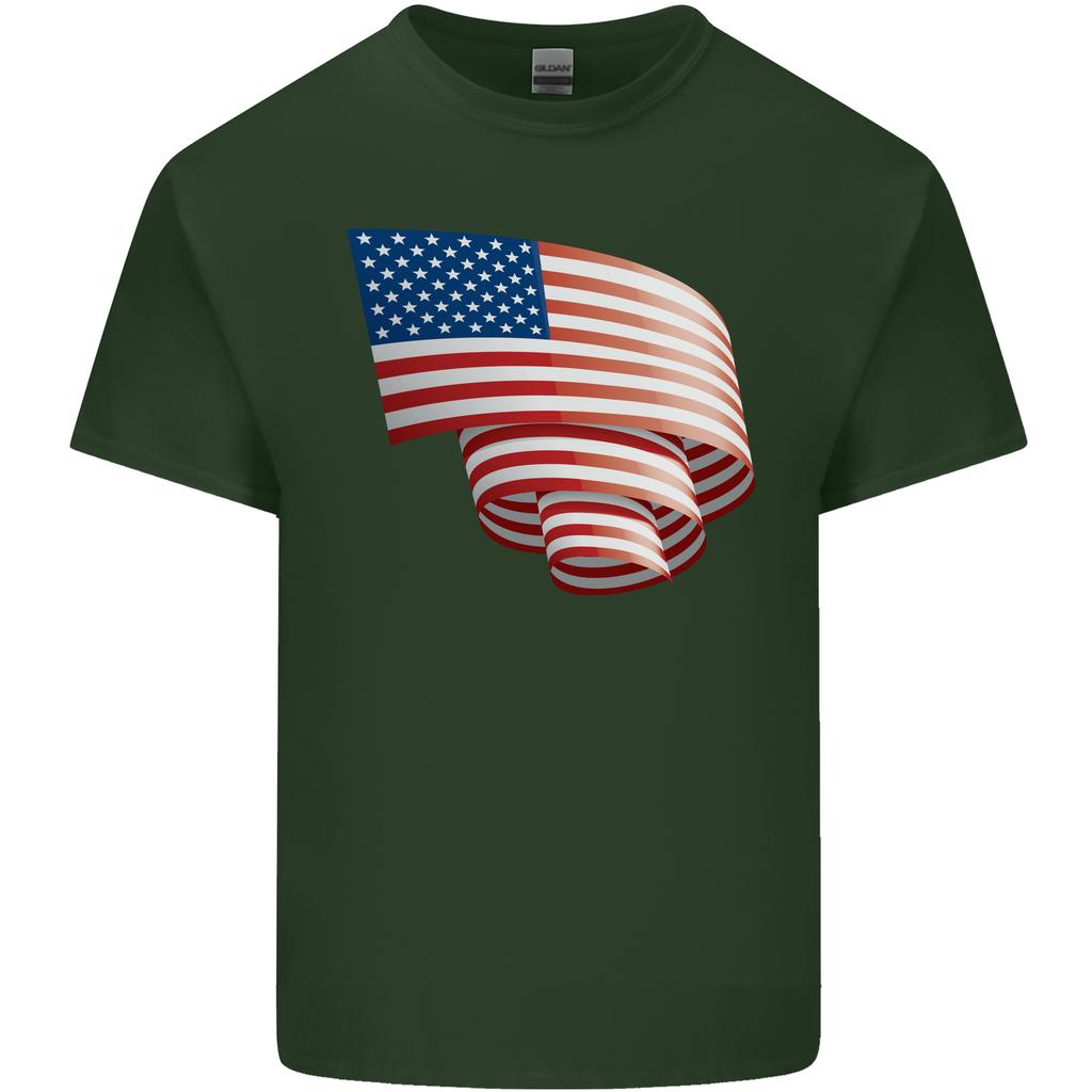 Curled Usa Flag Independence Day Football Unisexs Light Cotton Tshirt