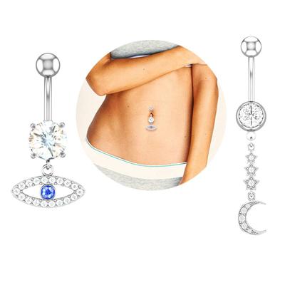 316L Surgical Steel Belly Button Ring CZ Navel Belly Ring Piercing Body Jewelry