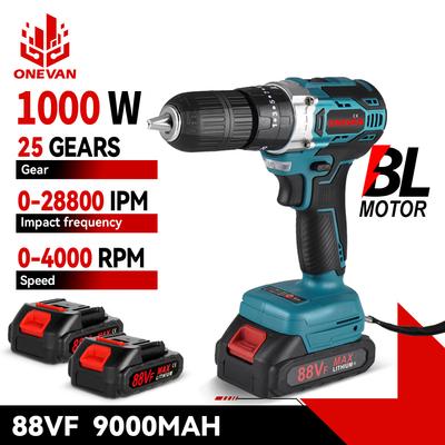 1000W Brushless Electric Impact Drill 450NM 25+3 Torque 3 In 1 Electric Cordless Screwdriver Tool For Makita 18v Battery
