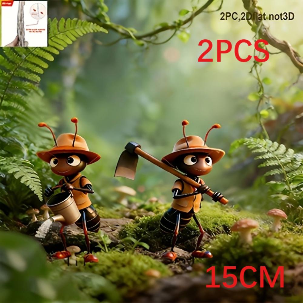 

2D Flat Printed 2Pcs Ant Garden Stakes Acrylic Outdoor Decor For Garden Lawn Planter Yard Fence Festival Gifts 2PCS
